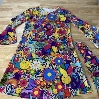 Безымянный производитель Shift платье женщин размер S рукав круглый вырез пуловер мира хиппи 60-х - Изображение 1 из 4