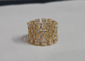 Women's Multi Shape Lab Grown diamond Beautiful Cluster Ring 14k Yellow gold - Picture 1 of 16