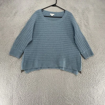 Suéter Granate Hill Mujer Grande Azul Lana de Cordero Angora Cremallera Lateral Tejido Pullover Foto 1 de 4