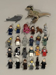 LEGO MINIFIGURE LOT Harry Potter, Batman, City + Velociraptor, Shark, and Dog - Picture 1 of 5