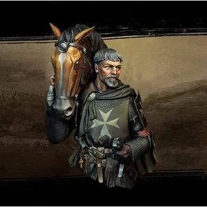 1/10 BUST Resin Model Kit Medieval Knight Hospitaller Crusader A-1503 Unpainted - Picture 1 of 3
