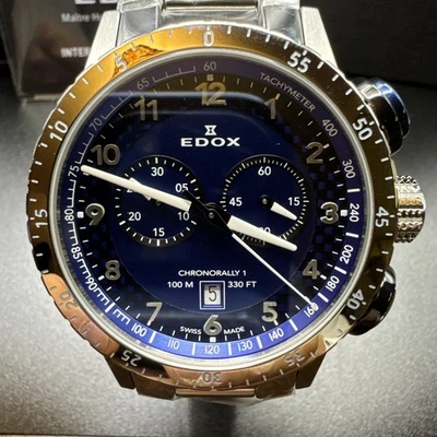 Reloj de cuarzo Edox 10114 3NBU BU CRONORALLY 1 esfera azul para hombre Foto 1 de 4