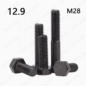 M28 Black 12.9 Steel Hexagon Head Bolts Pitch 1.0 / 1.25 / 1.5 / 2 / 2.5 / 3 - Picture 1 of 5
