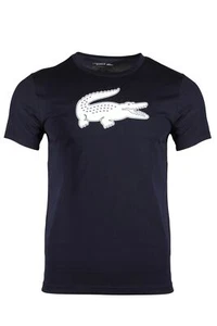 Camiseta deportiva de cocodrilo con estampado 3D Lacoste SPORT para hombre en azul marino TH2042-51 525 - Imagen 1 de 3