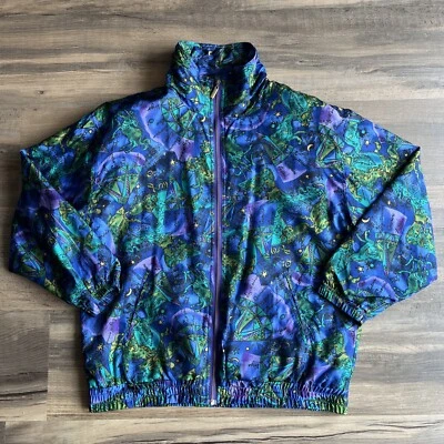 Basic Editions Women’s Vintage Zodiac Print 100% Silk Bomber Jacket Medium - Image 1 of 4