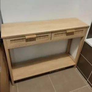 Slim Hallway Console Table Rustic Style Living Room Furniture 2 Drawers 1 Shelf - Picture 1 of 4