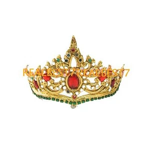 Set fascia testa ballerino corona anteriore gigante perline ingioiellate + giochi costume foglia d'oro - Foto 1 di 5