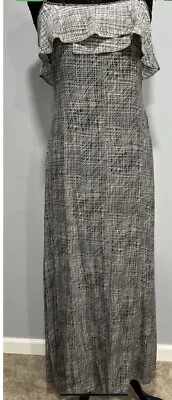 Maxi Vestido CYNTHIA ROWLEY Negro Blanco Largo Sedoso Talla Pequeña Foto 1 de 4