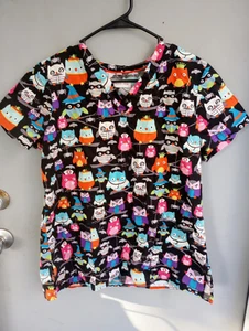 Halloween Owl Scrub Top Women's Medium AOP - Picture 1 of 3