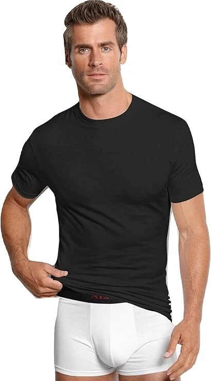 Alfani Crew Neck T-Shirt Mens Small Black 4-Pack 100 Cotton Regular Fit Tagless