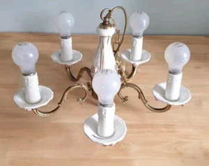 Vintage Franklite CO1495 Floral Design Hanging Chandelier Tested And Working - Picture 1 of 15