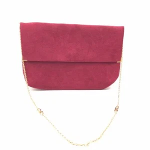 Vintage M' Lady Elegant Formal Suede Pleaded Evening Shoulder Bag Purse Burgundy - Picture 1 of 12