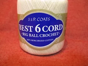 JP Coat's Best 6 Hilos de Ganchillo Crema 100% Algodón Mercerizado - 350 Yardas - Imagen 1 de 6