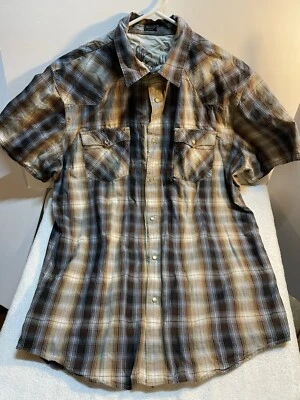 Hombre’s Bullhead Algodón Perla Botón A Presión Manga Corta Hombre’s XL Leer Descripción Foto 1 de 4