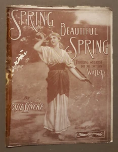 1907 Frühling schöner Frühlingswalzer Vintage Klaviernoten von Paul Lincke - Bild 1 von 3