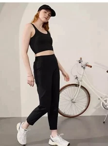Athleta Brooklyn Heights hoch geschnittene Jogginghose, Größe 12 Large schwarz NEU! #533443 - Bild 1 von 7