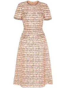 $4085 ELIE SAAB Camaleonte Sequin Midi Dress 42 Neutrals Beige Multicolor - Picture 1 of 24