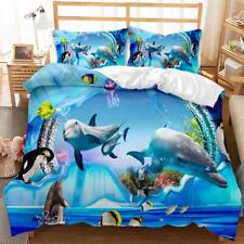 Fish School Dolphin Quilt Duvet Cover Set Kids Super King King Bed Linen