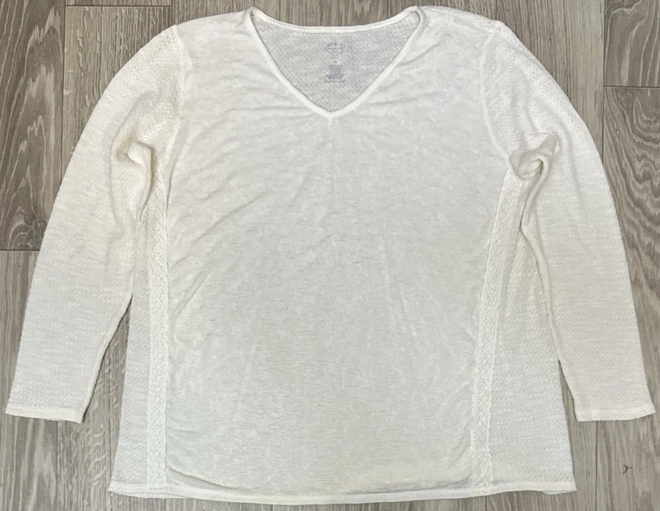 Ropa de calidad St Johns Bay para mujer (1X) blanco roto parte superior espalda y mangas transparentes Foto 1 de 2