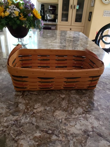 Longaberger Bread basket Vtg 1999 red green blue rectangle 14x7.5 X4.5" Cover