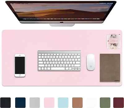 Almohadilla de escritorio de cuero grande de doble cara antideslizante alfombrilla de ratón oficina 35x15" rosa/púrpura Foto 1 de 3