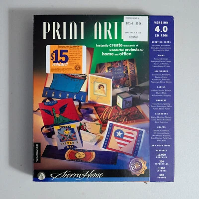 Sierra Home -  Print Artist Version 4.0 Big Box  CD-ROM  - 1996 - Image 1 of 4