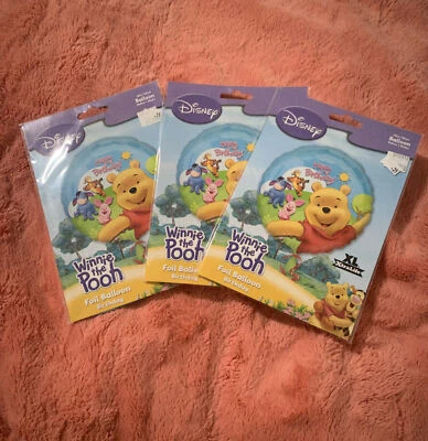 "Paquete de 3 globos redondos de aluminio de 18"" Winnie The Pooh & Friends feliz cumpleaños" Foto 1 de 3
