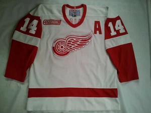 VTG CCM AIR KNIT NHL 2000 DETROIT RED WINGS #14 SHANAHAN HOCKEY JERSEY SIZE L - Picture 1 of 7