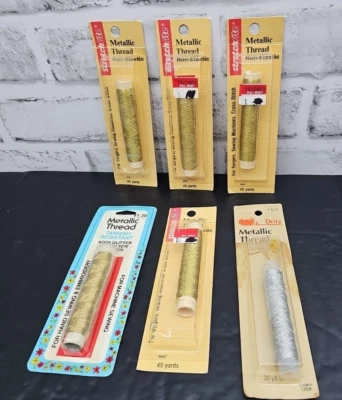 Lot Of 4 New & 2 Pre-owned Metallic Thread Gold & Silver - Image 1 of 4