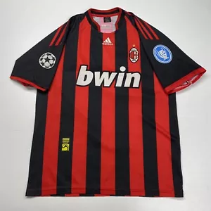 Adidas AC Milan Soccer Jersey Large Bootleg Bwin Black Red Y2K Sports Serie A - Picture 1 of 12