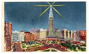 Vintage Public Square and U. Terminal Tower, Cleveland , OH Post Card RPPC. BPC - Picture 1 of 2