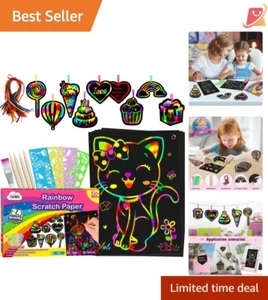 Scratch Paper Art Kit Non-Toxic 30Pcs Rainbow Scratch Set for Kids Ages 3-12 - Picture 1 of 9