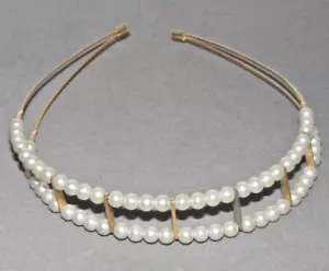 Diadema Perla Años 50 Soporte Velo Nupcial 2 Filas Marco Metal Vintage Boda - Imagen 1 de 19