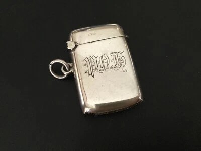 Antique silver Vesta case silver 925 Chester Hallmarked 1909 gold coated interio - Image 1 of 4