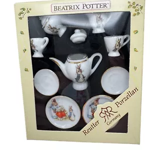 Mini juego de té Beatrix Potter Reutter porcelana Alemania vintage de 10 piezas nuevo en caja - Imagen 1 de 14