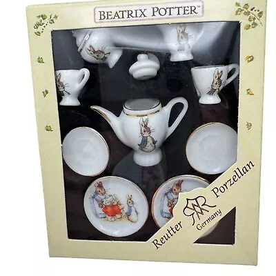 Mini juego de té Beatrix Potter Reutter porcelana Alemania vintage de 10 piezas nuevo en caja Foto 1 de 4