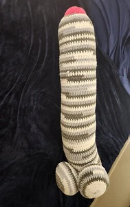 Enormous Crochet 55 Inch Tall Penis Body Pillow--Grey, White and Pink. - Picture 1 of 8