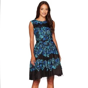 Tahari Floral lace Sleeveless swing Dress Size 8 - Picture 1 of 8