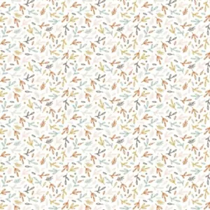 Boho Floral Twigs by Camelot on White Cotton Quilt Fabric by the Yard - Picture 1 of 3