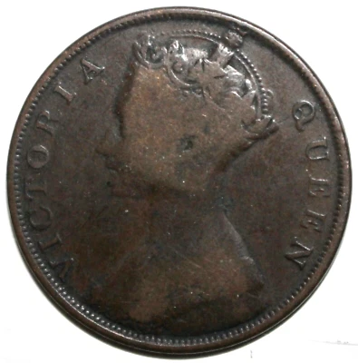 Moneda de un centavo británica de Hong Kong 1866 KM# 4,1 China Reina Victoria 1 Foto 1 de 2