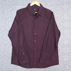 Mojo Man Dress Shirt Mens 2XL Burgundy Red Long Sleeve Subtle Shimmer & Stripes - Picture 1 of 14