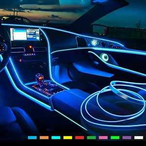 10ft BL LED Auto Car Interior Decor Atmosphere Wire Strip Light Lamp Accessories - Foto 1 di 10