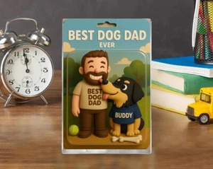 Best Dog Dad Gift - Custom Pet & Owner Block - Photo Figure - Gift for Grandpa - Picture 1 of 9