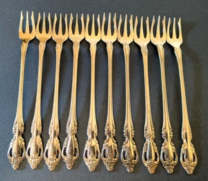 10er Set Oneida Community Edelstahl Brahms Cocktail Gabeln Gurken Oliven Garnelen - Bild 1 von 2