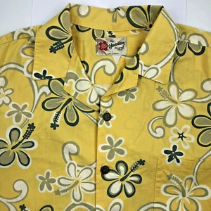 Hilo Hattie Men's Yellow Coconut Button Down Shirt Size L The Hawaiian Original - Picture 1 of 11