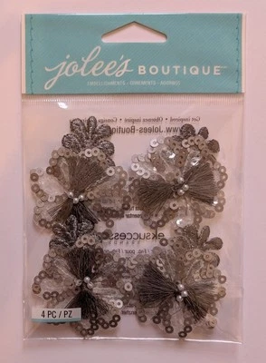 Pegatinas para álbumes de recortes de flores de tela florales lentejuelas grises de Jolee's Foto 1 de 2