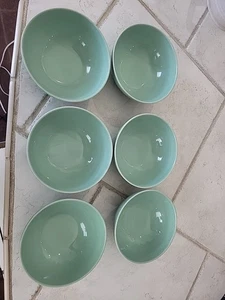 Lot of (6) IKEA of Sweden FARGRIK 6 3/8"  Green Coupe Cereal Bowls 15199 - Picture 1 of 12