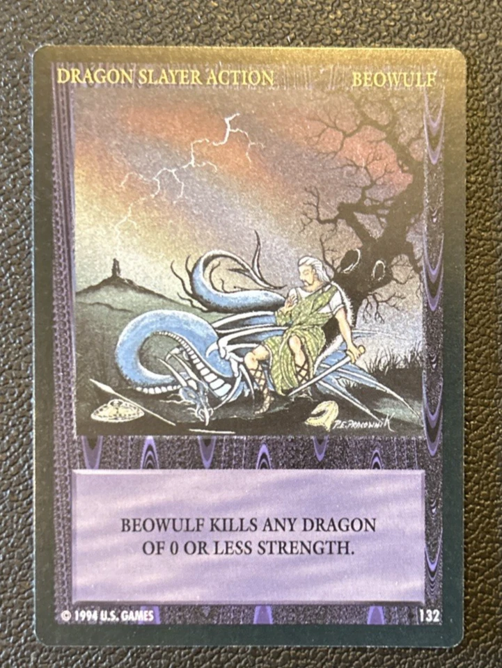 Wyvern CCG 1994 Limited Edition Common Dragon Action Slayer Card Beowulf # 132 - Image 1 of 1