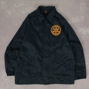 Vintage 90s Rotary International Coach Jacket L Made in USA Men's Navy Blue - Picture 1 of 7
