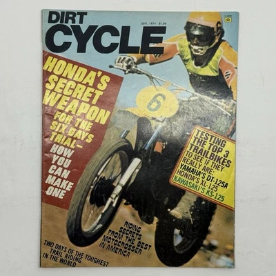Dirt Cycle Motorcycle Magazine September 1974 Honda Kawasaki Yamaha Dirt Bike Foto 1 de 4